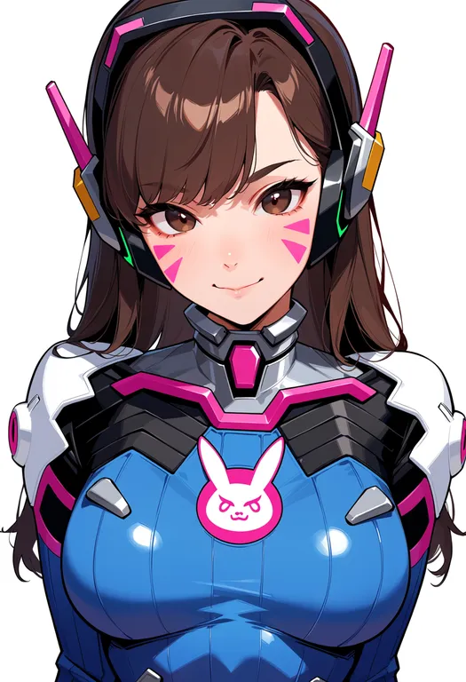 masterpiece, best quality, score_7, safe, d.va (overwatch), overwatch, solo, upper body, simple background — by k3scat, made with ComfyUI