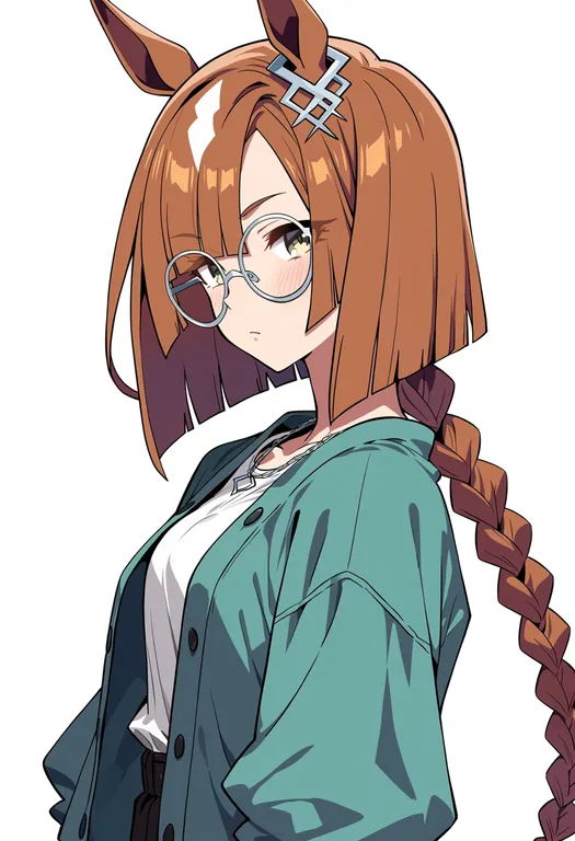 masterpiece, best quality, score_7, safe, ikuno dictus (umamusume), umamusume, solo, upper body, simple background — by k3scat, made with ComfyUI