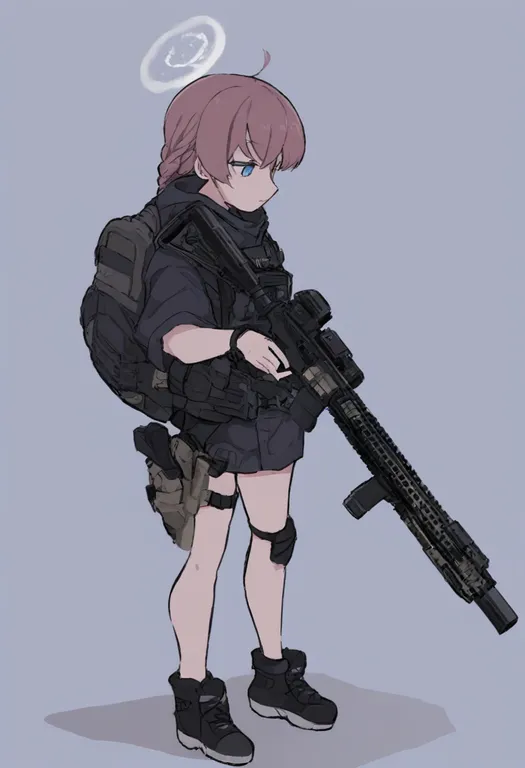 masterpiece, best quality, general, ar-15, 1girl, solo, simple background — by k3scat, made with ComfyUI