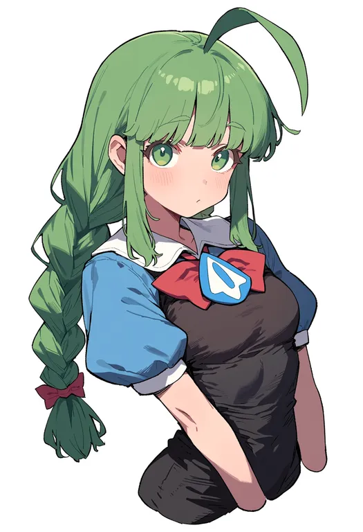 masterpiece, best quality, score_7, safe, me-tan, solo, upper body, simple background — by k3scat, made with ComfyUI