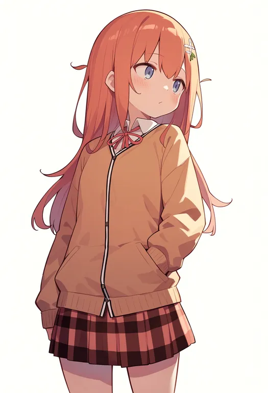 masterpiece, best quality, score_7, safe, gabriel dropout, solo, simple background — by k3scat, made with ComfyUI