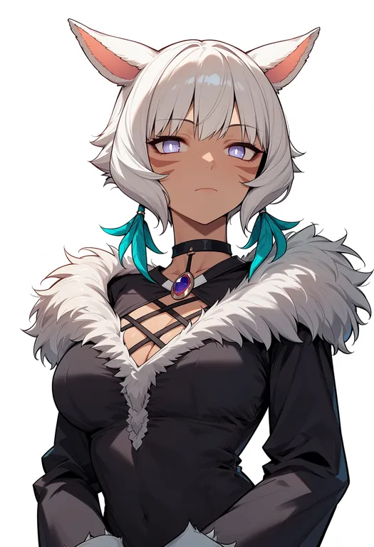masterpiece, best quality, score_7, safe, y'shtola rhul, solo, upper body, simple background — by k3scat, made with ComfyUI