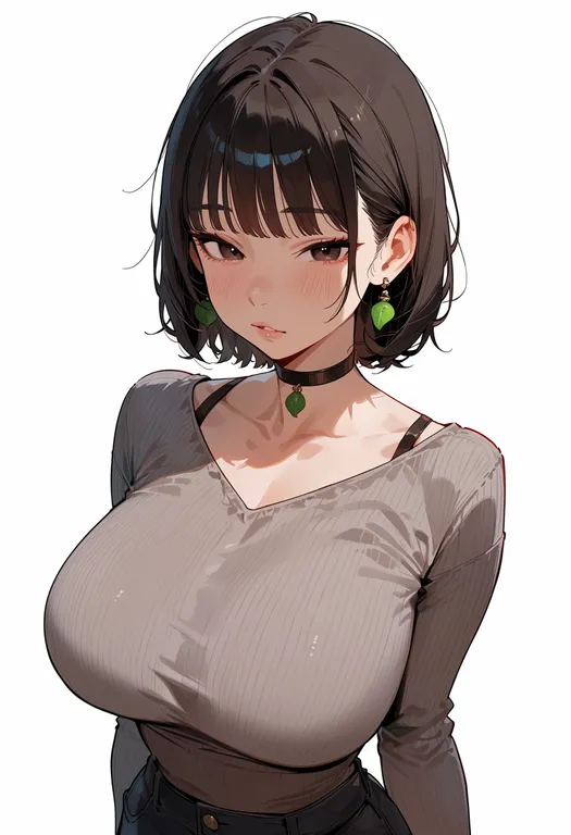 masterpiece, best quality, score_7, safe, peas, 1girl, solo, upper body, simple background — by k3scat, made with ComfyUI