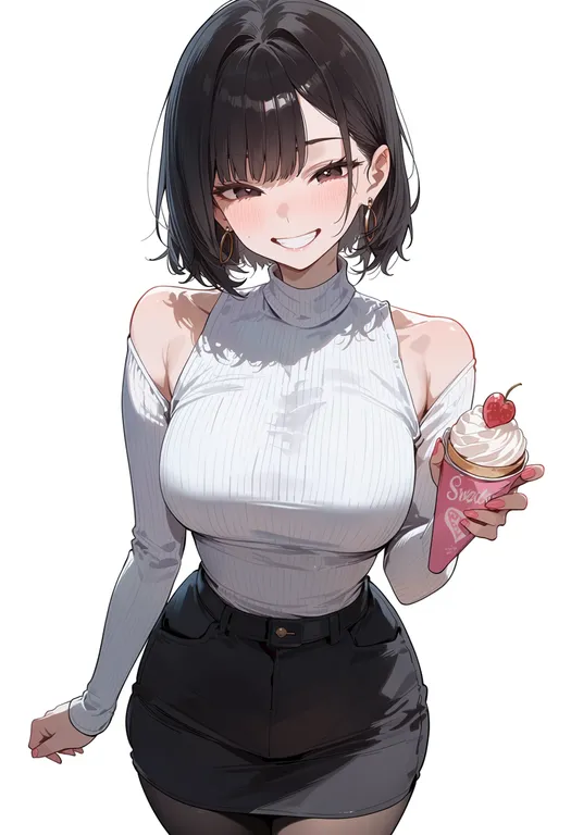masterpiece, best quality, score_7, safe, sweets, 1girl, solo, simple background — by k3scat, made with ComfyUI
