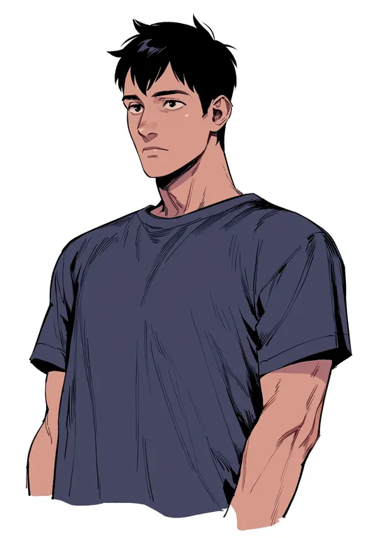 masterpiece, best quality, score_7, safe, bertolt hoover, solo, upper body, simple background — by k3scat, made with ComfyUI