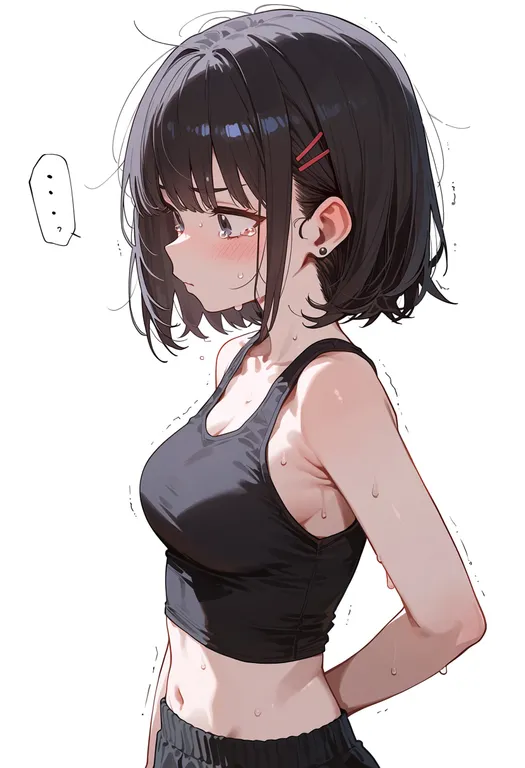 masterpiece, best quality, score_7, safe, tearing up, 1girl, solo, simple background — by k3scat, made with ComfyUI