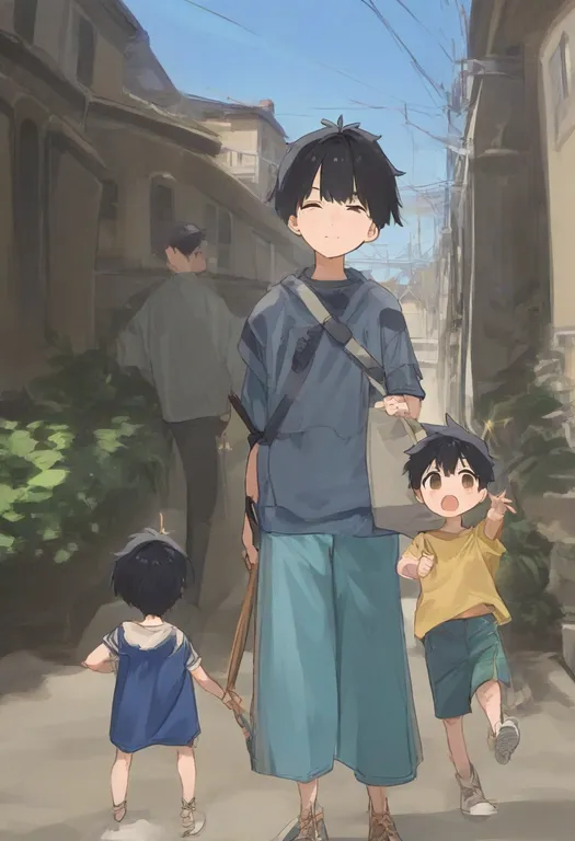 masterpiece, best quality, general, father and son, multiple boys — by k3scat, made with ComfyUI