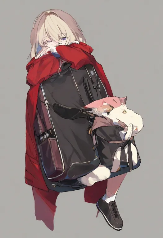 masterpiece, best quality, general, red jacket, 1girl, solo, simple background — by k3scat, made with ComfyUI
