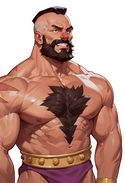 masterpiece, best quality, score_7, safe, zangief, solo, upper body, simple background — by k3scat, made with ComfyUI