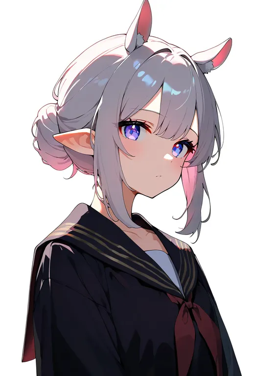 masterpiece, best quality, newest, absurdres, highres, safe, sheep_ears, 1girl, solo, upper_body, simple_background — by k3scat, made with ComfyUI