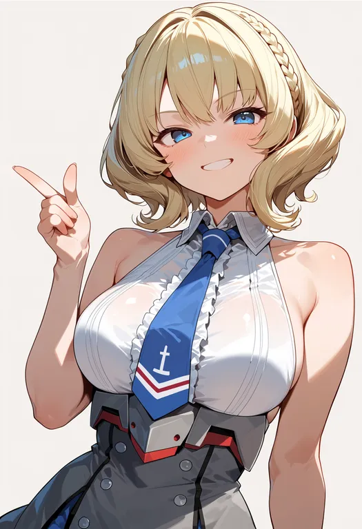 masterpiece, best quality, score_7, safe, colorado (kancolle), solo, upper body, simple background — by k3scat, made with ComfyUI