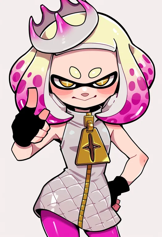 masterpiece, best quality, score_7, safe, pearl (off the hook outfit) (splatoon), solo, upper body, simple background — by k3scat, made with ComfyUI