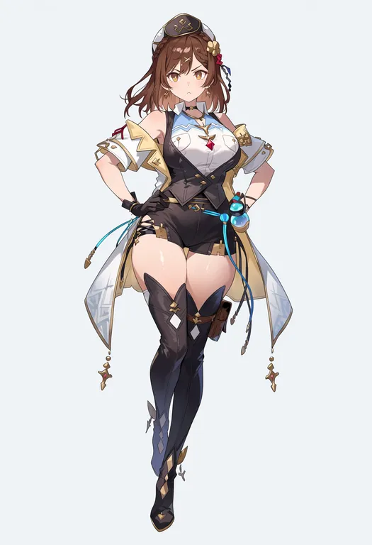 masterpiece, best quality, score_7, safe, atelier ryza 3, solo, simple background — by k3scat, made with ComfyUI