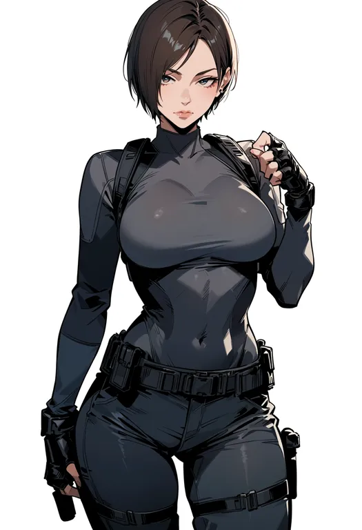 masterpiece, best quality, score_7, safe, resident evil 5, solo, simple background — by k3scat, made with ComfyUI