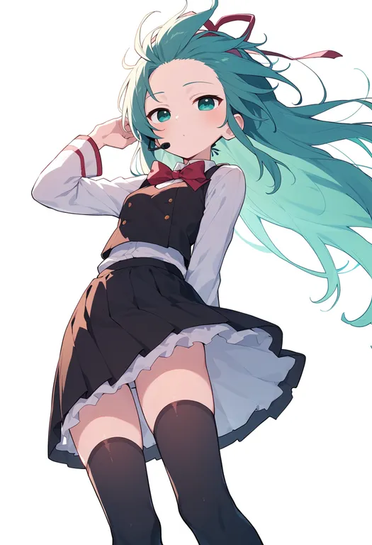 masterpiece, best quality, score_7, safe, kyoufuu all back (vocaloid), solo, simple background — by k3scat, made with ComfyUI
