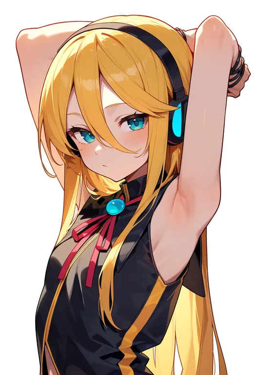 masterpiece, best quality, score_7, safe, lily (vocaloid), vocaloid, solo, upper body, simple background — by k3scat, made with ComfyUI