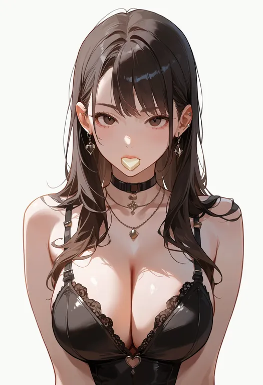 masterpiece, best quality, score_7, safe, white chocolate, 1girl, solo, upper body, simple background — by k3scat, made with ComfyUI