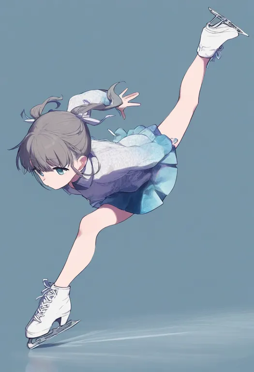 masterpiece, best quality, general, figure skating, 1girl, solo, full body, simple background — by k3scat, made with ComfyUI