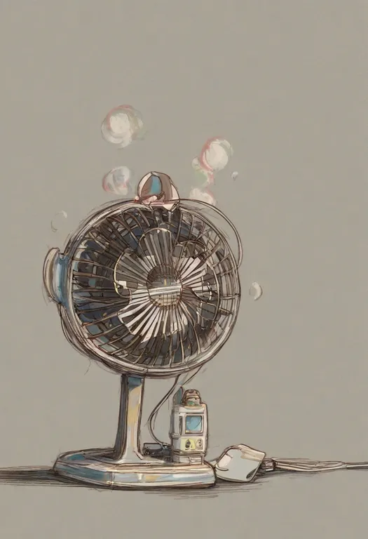masterpiece, best quality, general, electric fan, 1girl, solo, simple background — by k3scat, made with ComfyUI