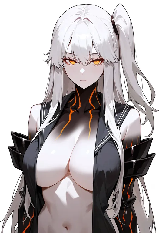 masterpiece, best quality, score_7, safe, aircraft carrier princess, solo, upper body, simple background — by k3scat, made with ComfyUI