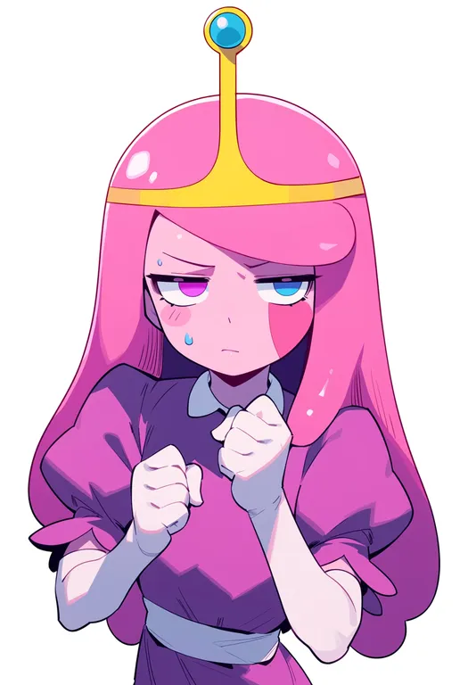masterpiece, best quality, score_7, safe, princess bonnibel bubblegum, solo, upper body, simple background — by k3scat, made with ComfyUI