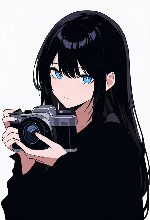 masterpiece, best quality, newest, absurdres, highres, safe, holding_camera, 1girl, solo, upper_body, simple_background — by k3scat, made with ComfyUI