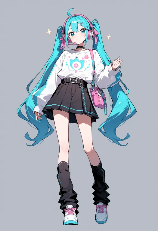masterpiece, best quality, score_7, safe, magical mirai (vocaloid), solo, simple background — by k3scat, made with ComfyUI