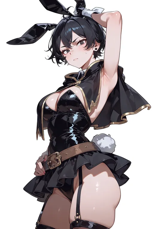 masterpiece, best quality, score_7, safe, black clover, solo, simple background — by k3scat, made with ComfyUI