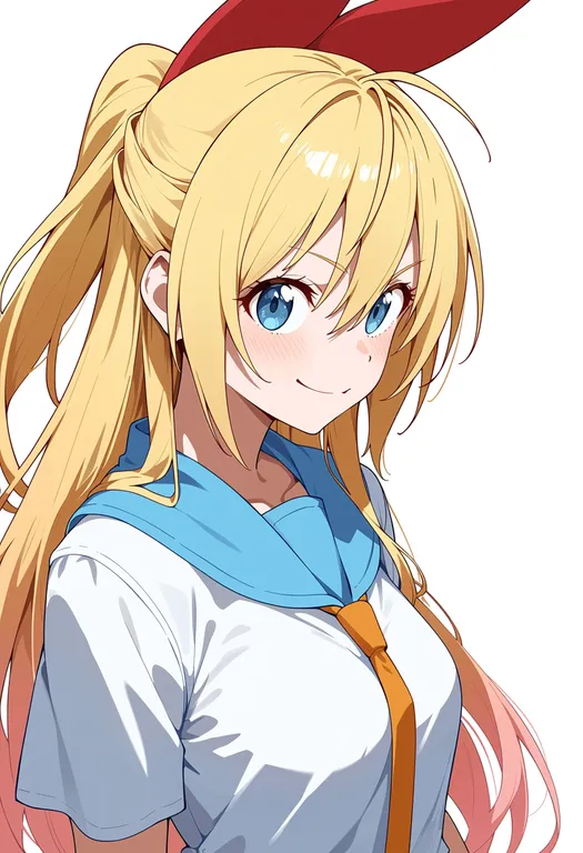 masterpiece, best quality, score_7, safe, kirisaki chitoge, solo, upper body, simple background — by k3scat, made with ComfyUI