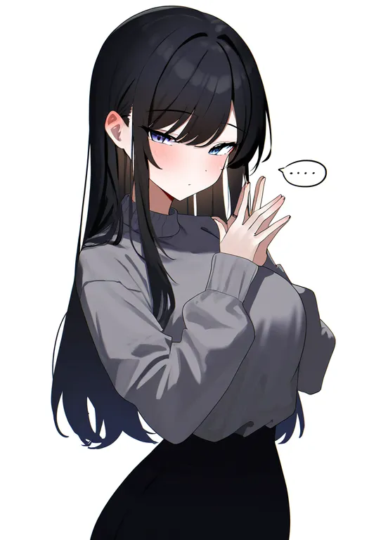 masterpiece, best quality, newest, absurdres, highres, safe, spoken_ellipsis, 1girl, solo, simple_background — by k3scat, made with ComfyUI