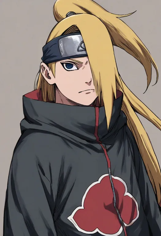 masterpiece, best quality, general, deidara (naruto), naruto, solo, upper body, simple background — by k3scat, made with ComfyUI