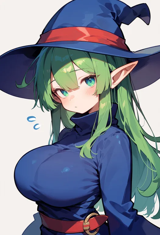 masterpiece, best quality, score_7, safe, witch (puyopuyo), puyopuyo, solo, upper body, simple background — by k3scat, made with ComfyUI