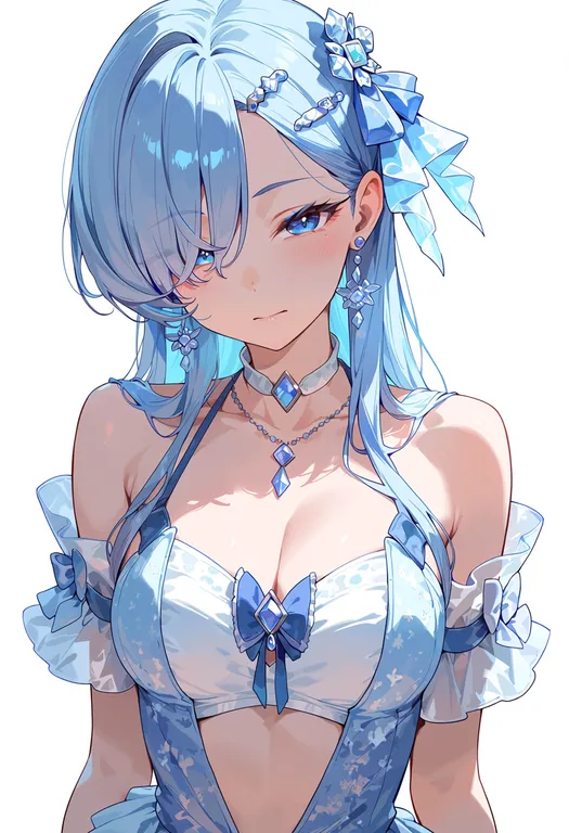 masterpiece, best quality, score_7, safe, cinderella (crystal wave) (nikke), solo, upper body, simple background — by k3scat, made with ComfyUI