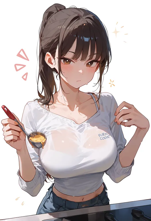 masterpiece, best quality, score_7, safe, mixer (cooking), 1girl, solo, upper body, simple background — by k3scat, made with ComfyUI