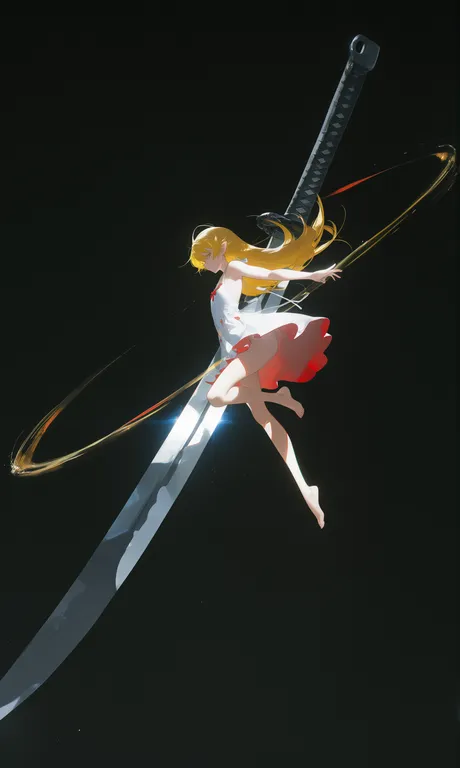 extpose, dynamic pose, monogatari \(series\), flat color, limited palette, simple background, dark, (very wide shot… — by 三叶草, made with ComfyUI