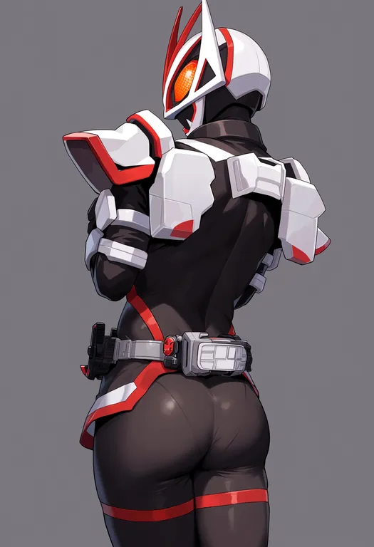 masterpiece, best quality, score_7, safe, kamen rider geats (series), solo, simple background — by k3scat, made with ComfyUI