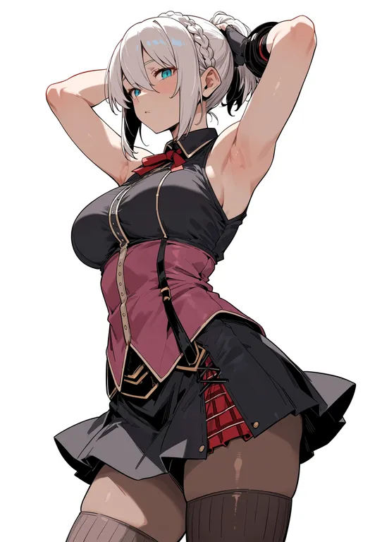 masterpiece, best quality, score_7, safe, god eater 2: rage burst, solo, simple background — by k3scat, made with ComfyUI