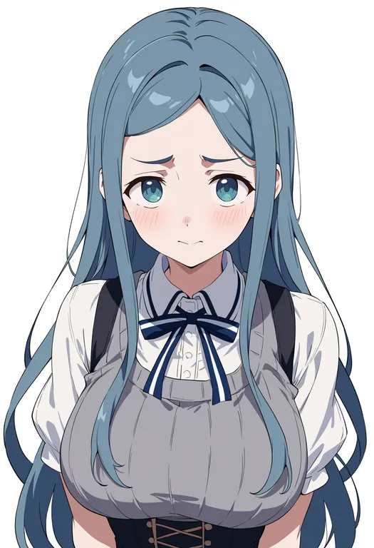 masterpiece, best quality, score_7, safe, shirogane tsumugi, solo, upper body, simple background — by k3scat, made with ComfyUI