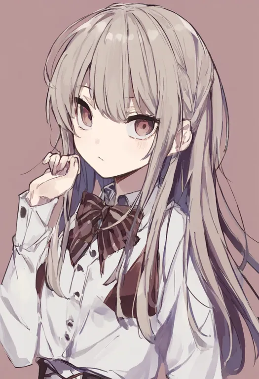 masterpiece, best quality, general, bowtie, 1girl, solo, upper body, simple background — by k3scat, made with ComfyUI