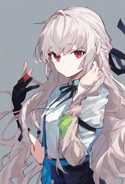 masterpiece, best quality, general, single glove, 1girl, solo, upper body, simple background — by k3scat, made with ComfyUI
