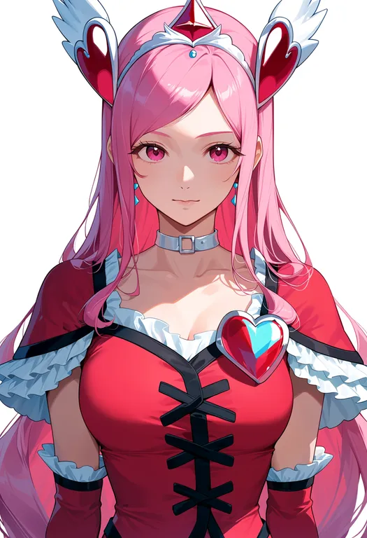 masterpiece, best quality, score_7, safe, cure passion, solo, upper body, simple background — by k3scat, made with ComfyUI