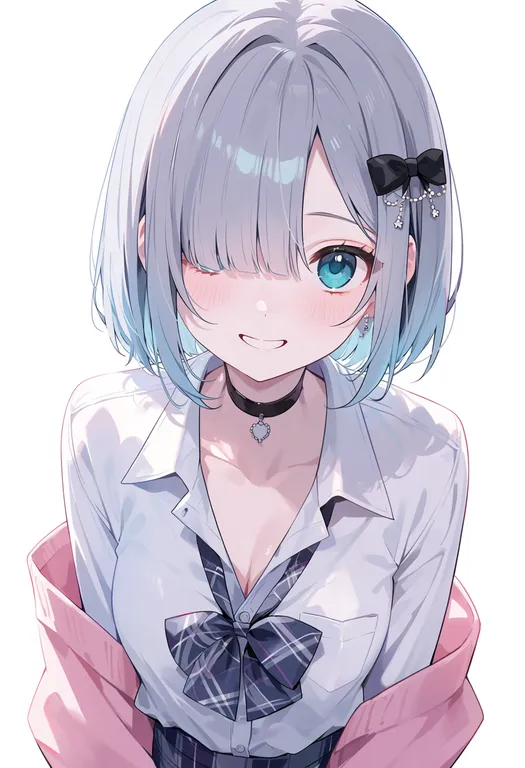 masterpiece, best quality, score_7, safe, kaga sumire, solo, upper body, simple background — by k3scat, made with ComfyUI