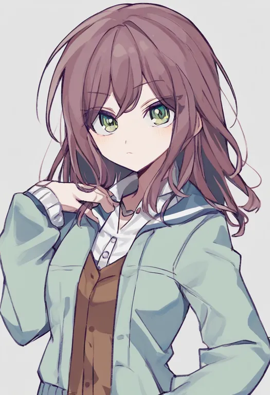 masterpiece, best quality, general, wakaba mutsumi, bang dream! it's mygo!!!!!, solo, upper body, simple background — by k3scat, made with ComfyUI