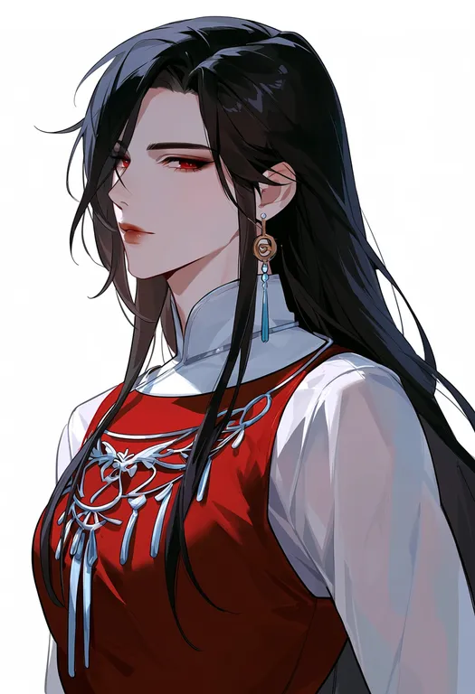 masterpiece, best quality, score_7, safe, hua cheng, solo, upper body, simple background — by k3scat, made with ComfyUI