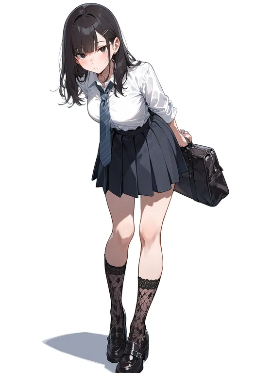 masterpiece, best quality, score_7, safe, lace socks, 1girl, solo, full body, simple background — by k3scat, made with ComfyUI