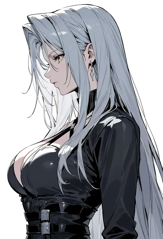 masterpiece, best quality, score_7, safe, sephiroth (ever crisis), solo, upper body, simple background — by k3scat, made with ComfyUI