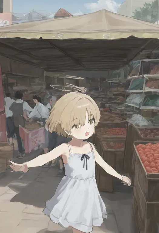 masterpiece, best quality, general, market stall, 1girl, solo — by k3scat, made with ComfyUI