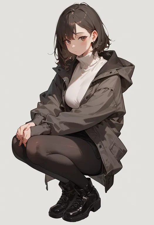 masterpiece, best quality, score_7, safe, legs together, 1girl, solo, simple background — by k3scat, made with ComfyUI