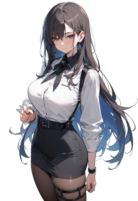 masterpiece, best quality, score_7, safe, black sleeve cuffs, 1girl, solo, simple background — by k3scat, made with ComfyUI