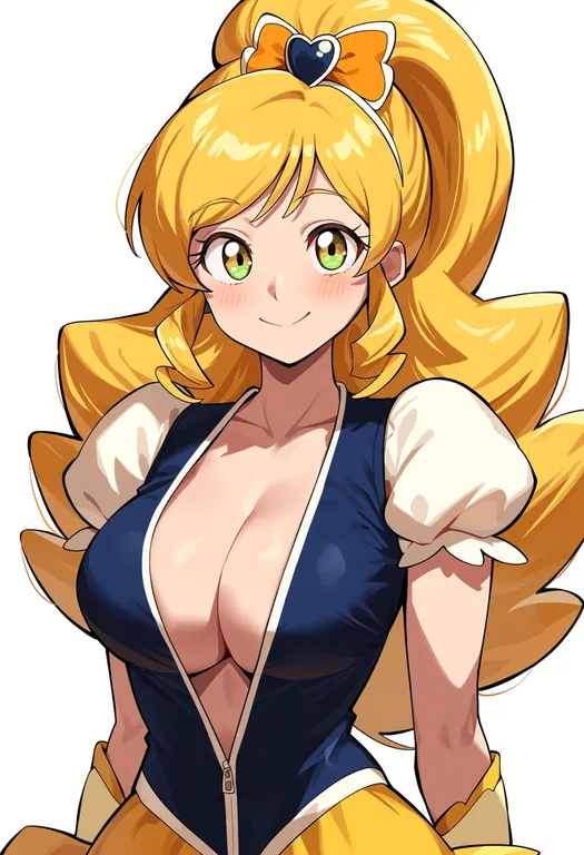 masterpiece, best quality, score_7, safe, cure honey, solo, upper body, simple background — by k3scat, made with ComfyUI